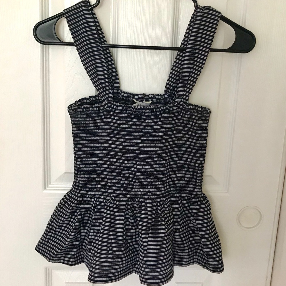 Madewell Texture and Thread Navy Blue Peplum Tank